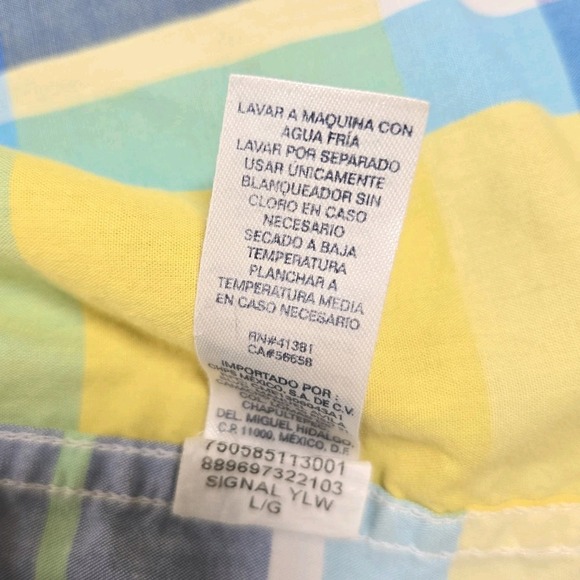 Chaps Shirt Mens L Large Yellow Plaid Easy Care SS Button Up‎ - Picture 6 of 11